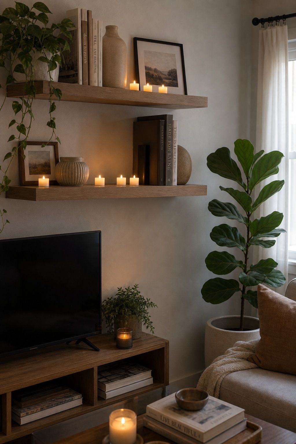 Bedroom Floating Shelf small apartment idea for Top 15 Small Apartment Shelf Decor Ideas That Look Styled, Not Cluttered.