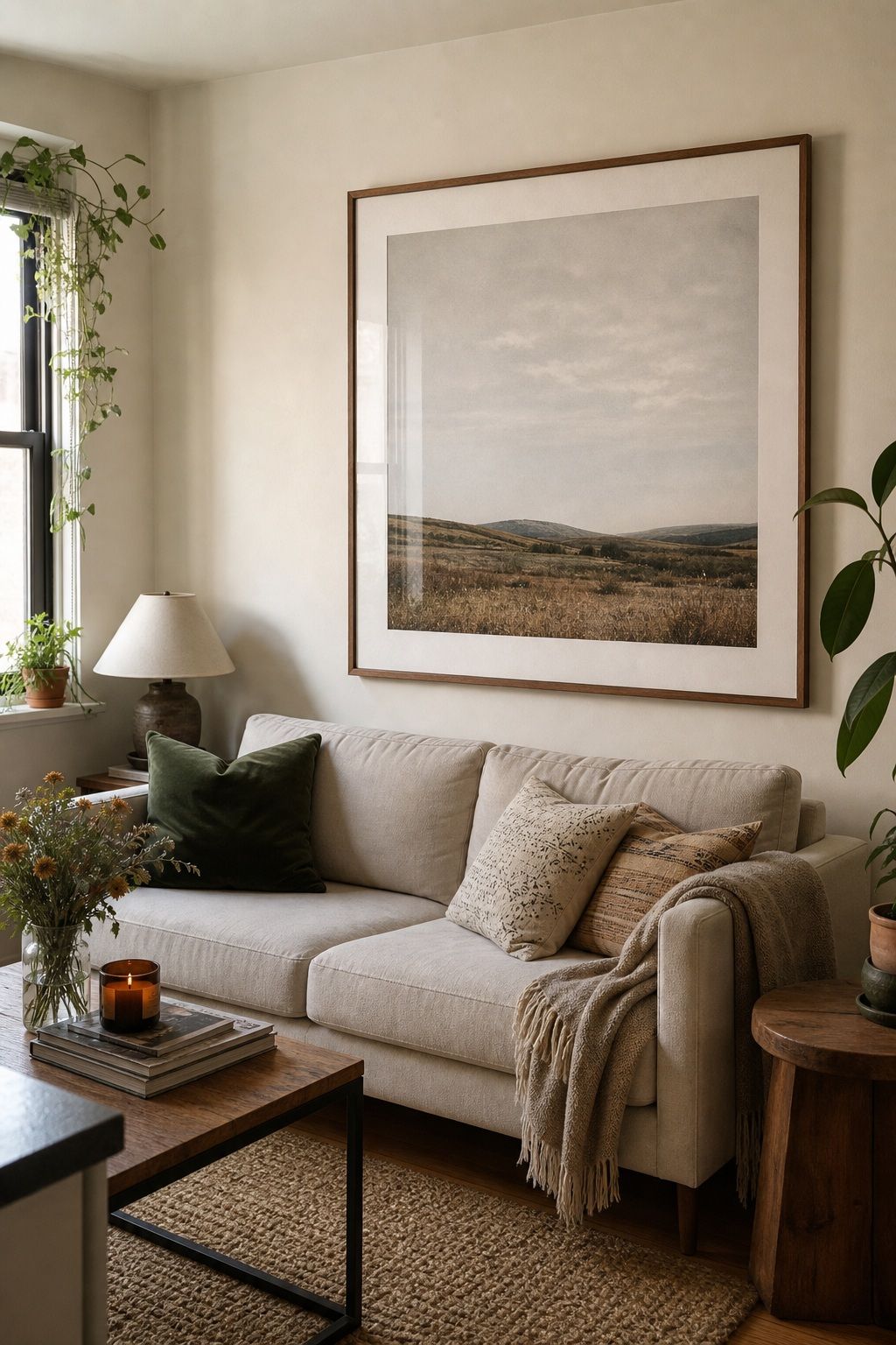 Oversized Single Print small apartment idea for Top 15 Small Apartment Wall Art Ideas That Make Every Room Look Finished.