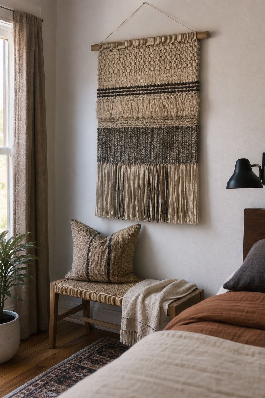 Woven Wall Hanging small apartment idea for Top 15 Small Apartment Wall Art Ideas That Make Every Room Look Finished.