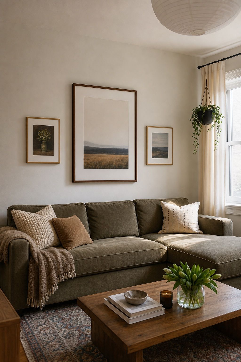 Living Room, Anchor Above the Sofa small apartment idea for Top 15 Small Apartment Wall Art Ideas That Make Every Room Look Finished.