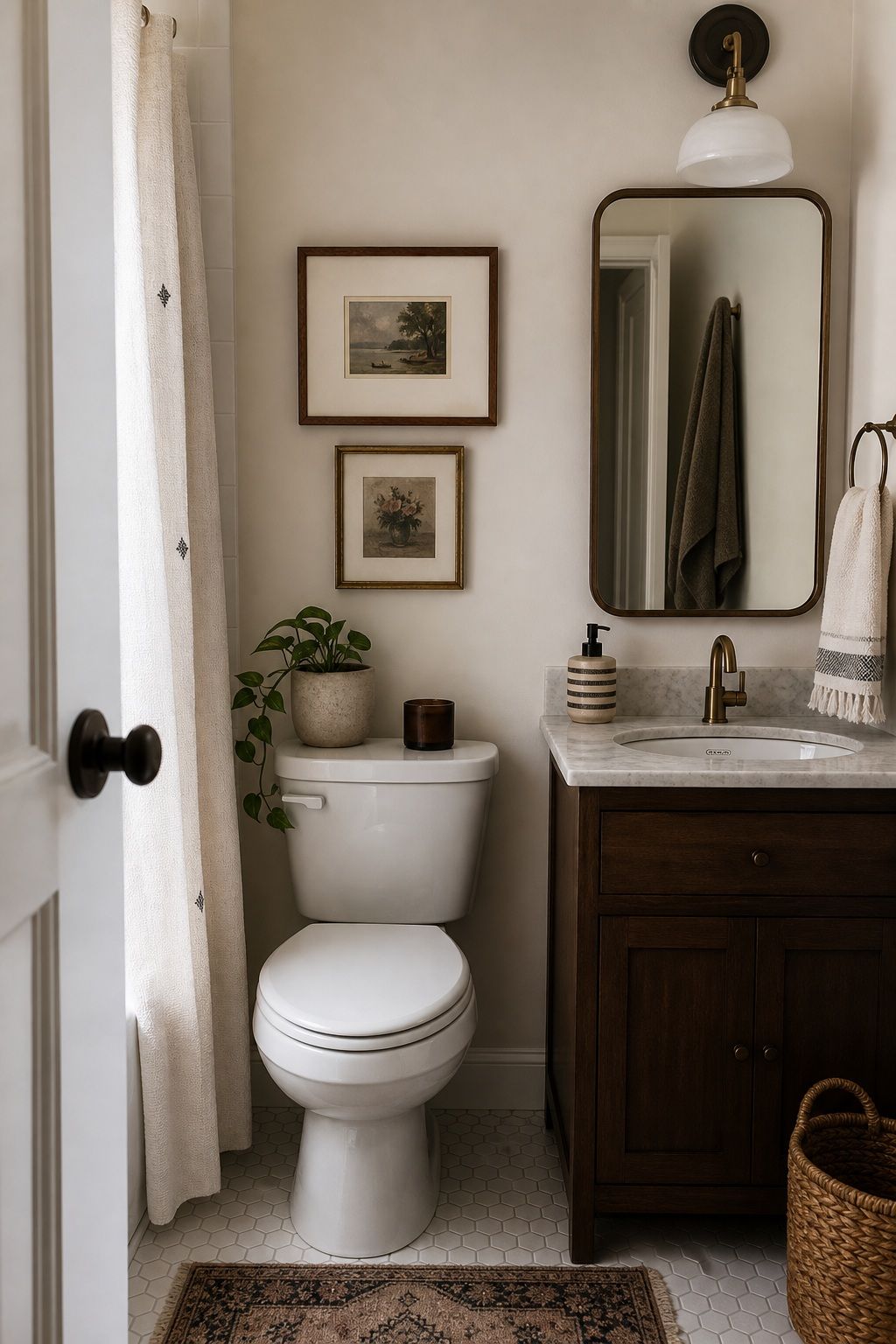 Bathroom, Small Art Above the Toilet small apartment idea for Top 15 Small Apartment Wall Art Ideas That Make Every Room Look Finished.