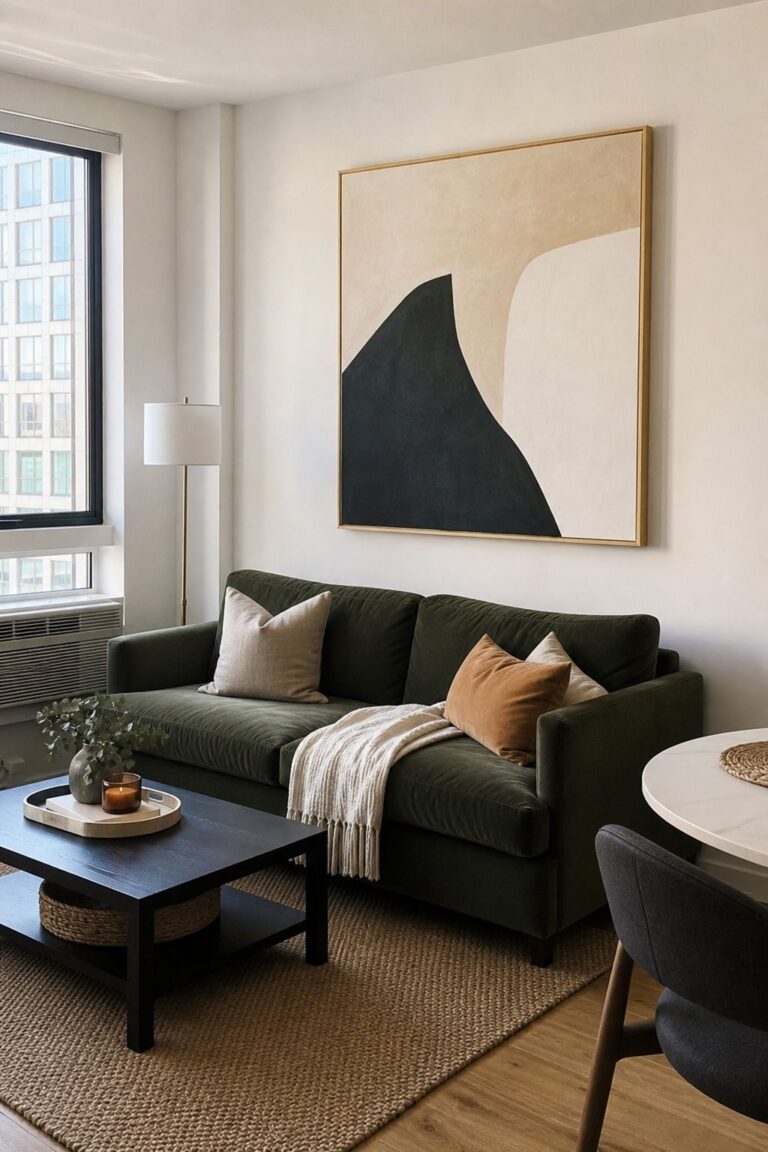 Hang One Large Oversized Print small apartment idea for Top 18 Small Apartment Wall Decor Ideas That Make Every Wall Count.