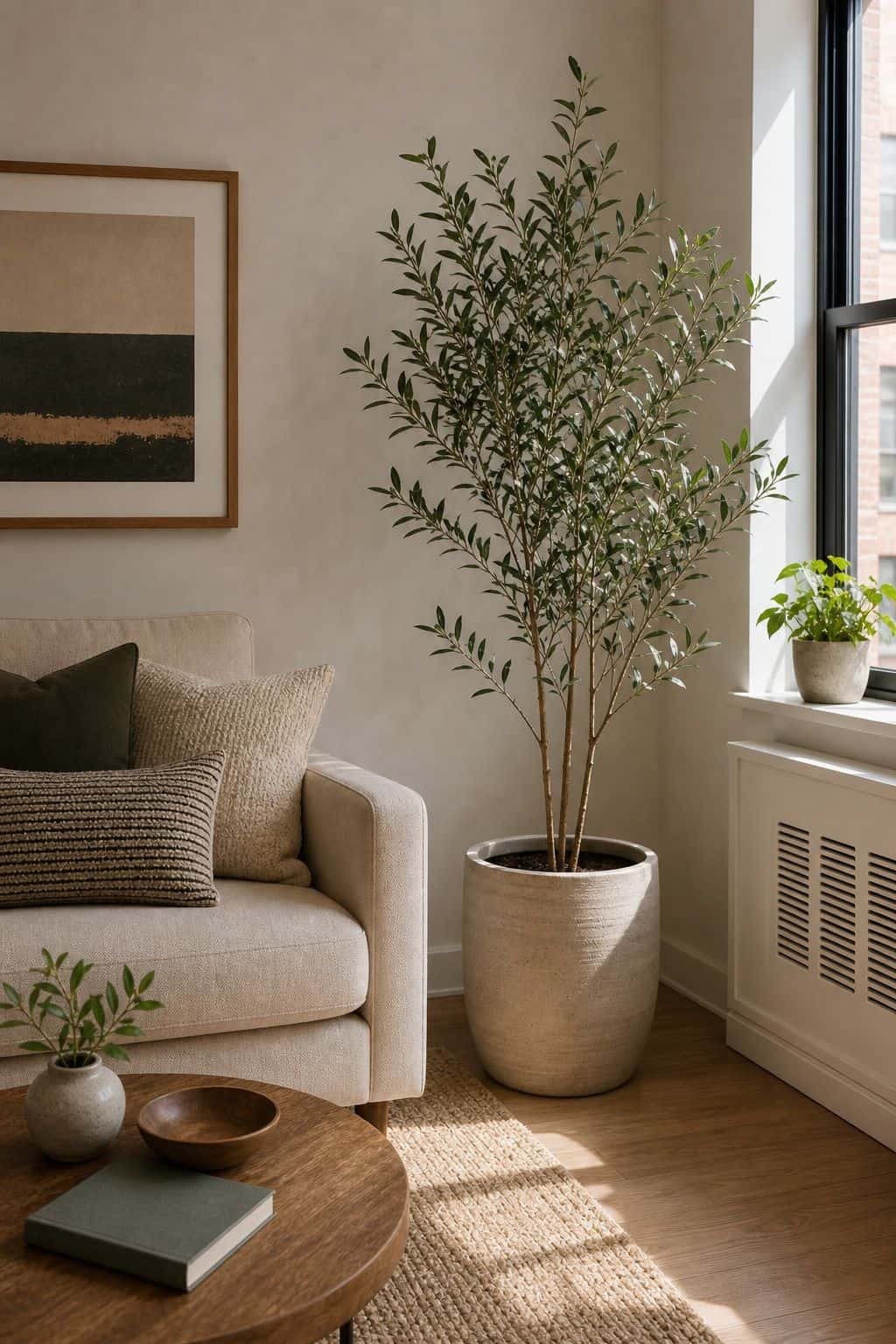 Tall Plant small apartment idea for Top 17 Sofa Corner Decor Ideas for Small Apartments.