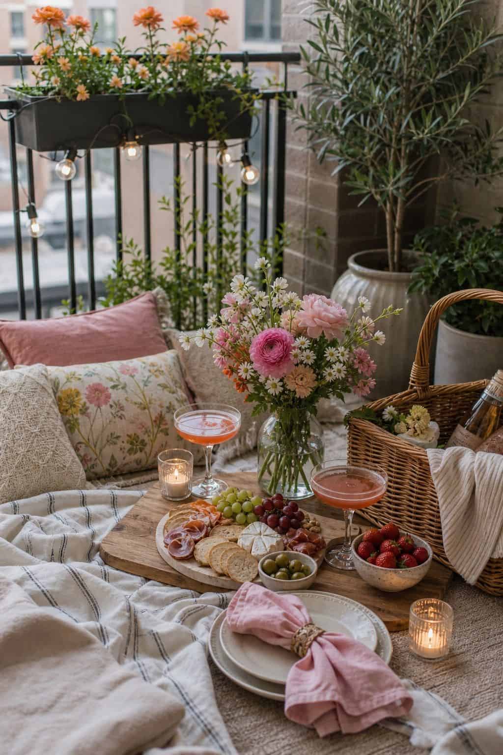 Add Outdoor Picnic Vibes small apartment idea for Top 17 Spring Cocktail Party Decor Ideas for a Garden-Party Evening.