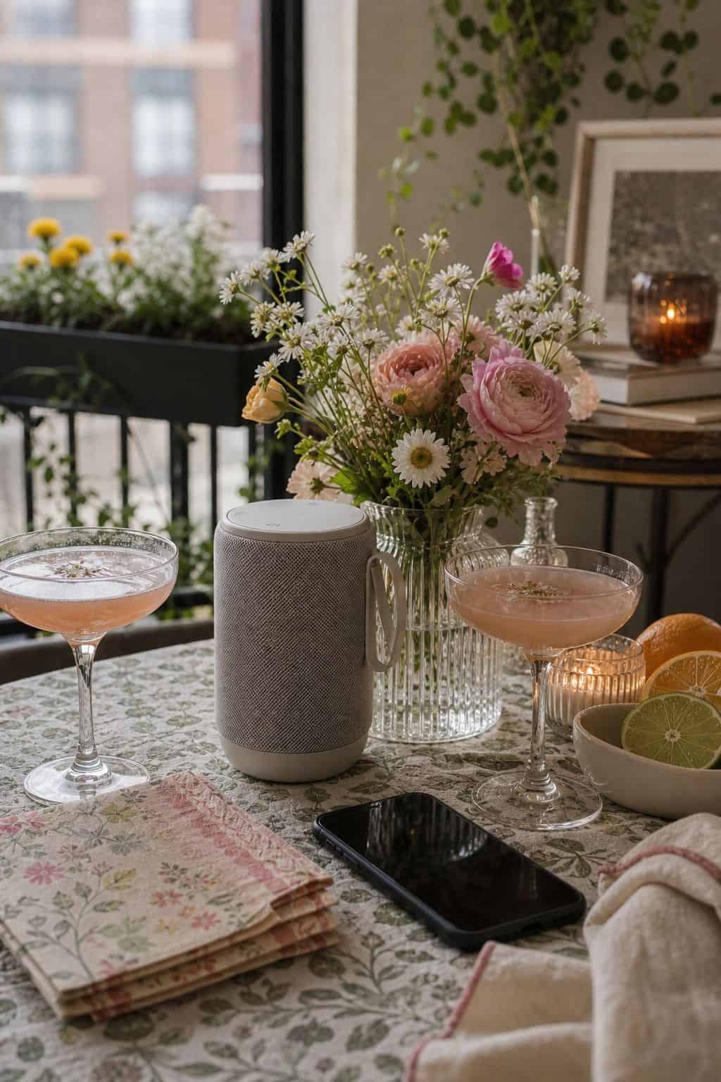 Set a Fun Themed Music Playlist small apartment idea for Top 17 Spring Cocktail Party Decor Ideas for a Garden-Party Evening.