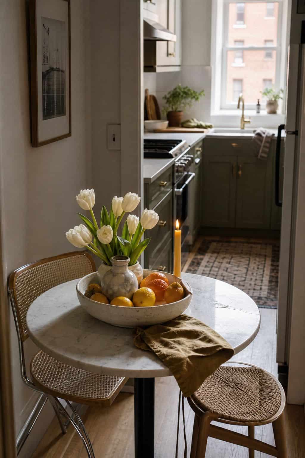 Arrange a Seasonal Centerpiece small apartment idea for Top 17 Spring Decor Ideas for the Kitchen in Small Apartments.