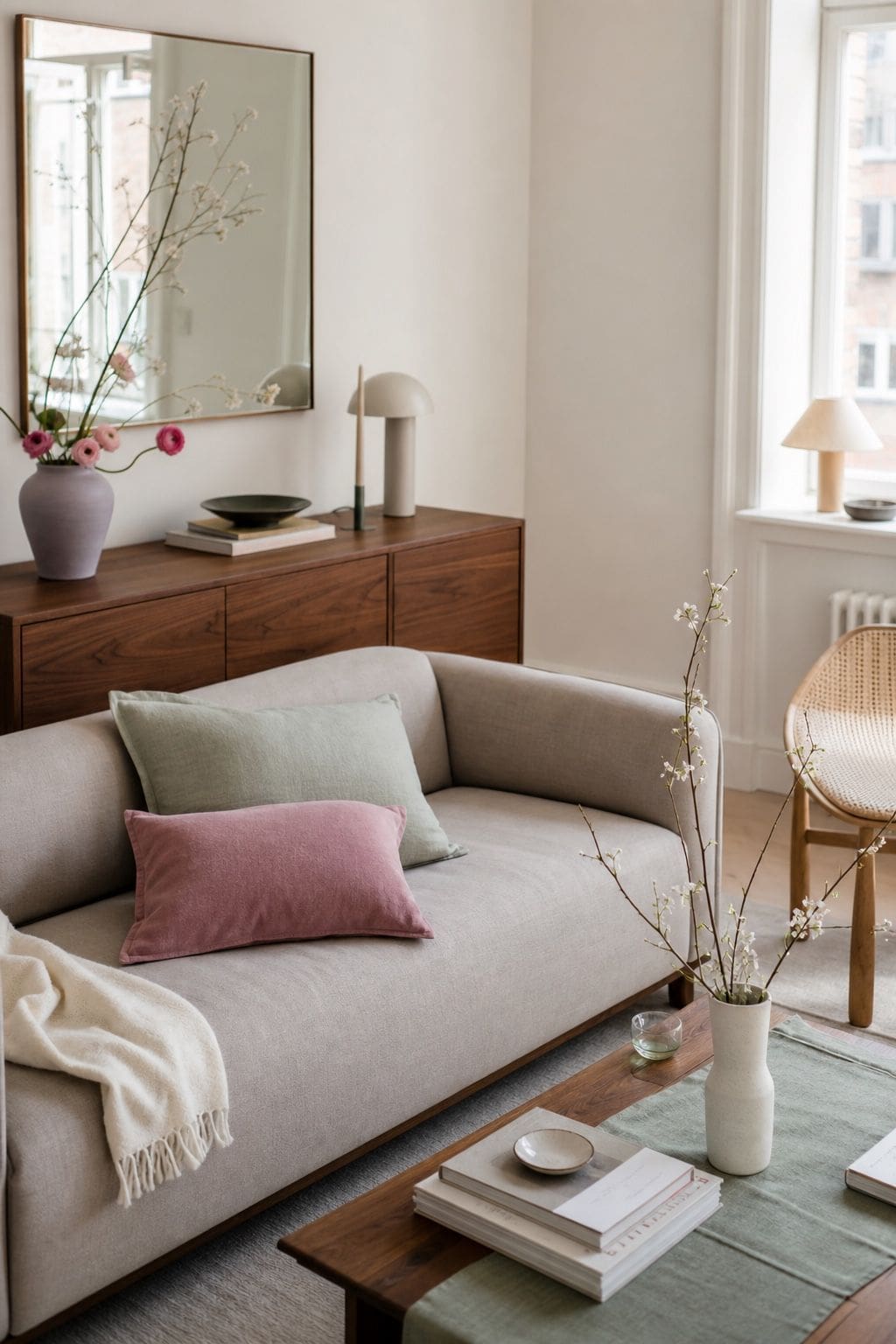2. Add Color Through Blush, Sage, and Muted Lavender