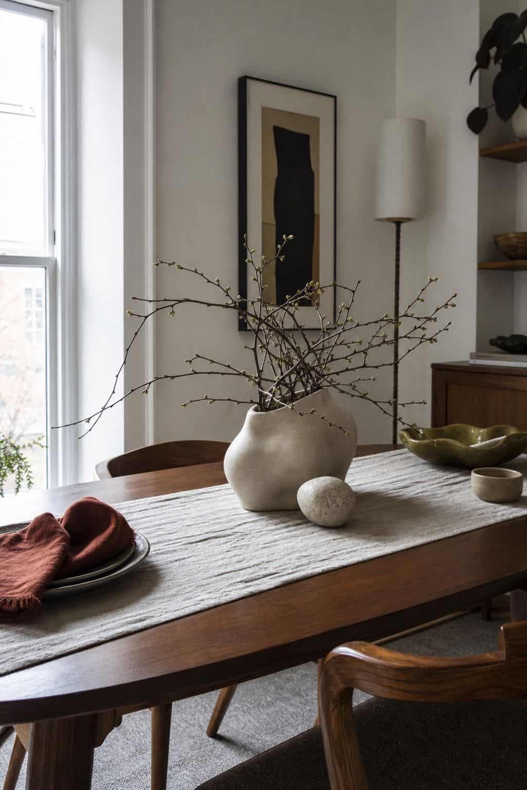 11. Choose Sculptural Over Literal Centerpieces