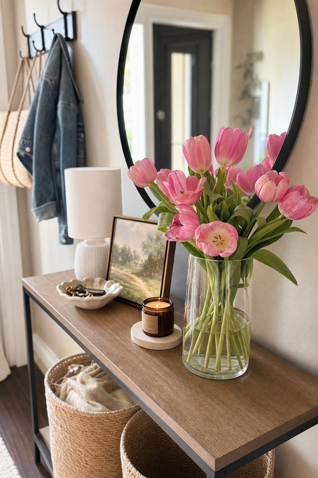 Real Tulips small apartment idea for Top 16 Spring Entry Table Decor Ideas for Small Apartments.