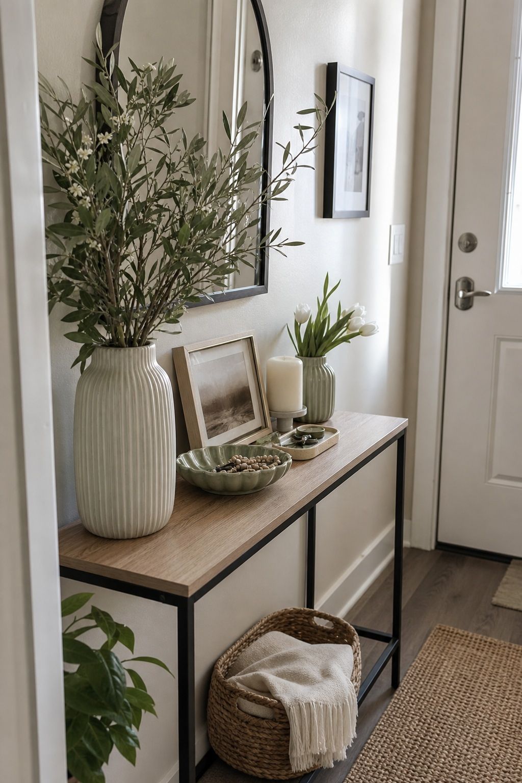 Sage and Ivory small apartment idea for Top 16 Spring Entry Table Decor Ideas for Small Apartments.