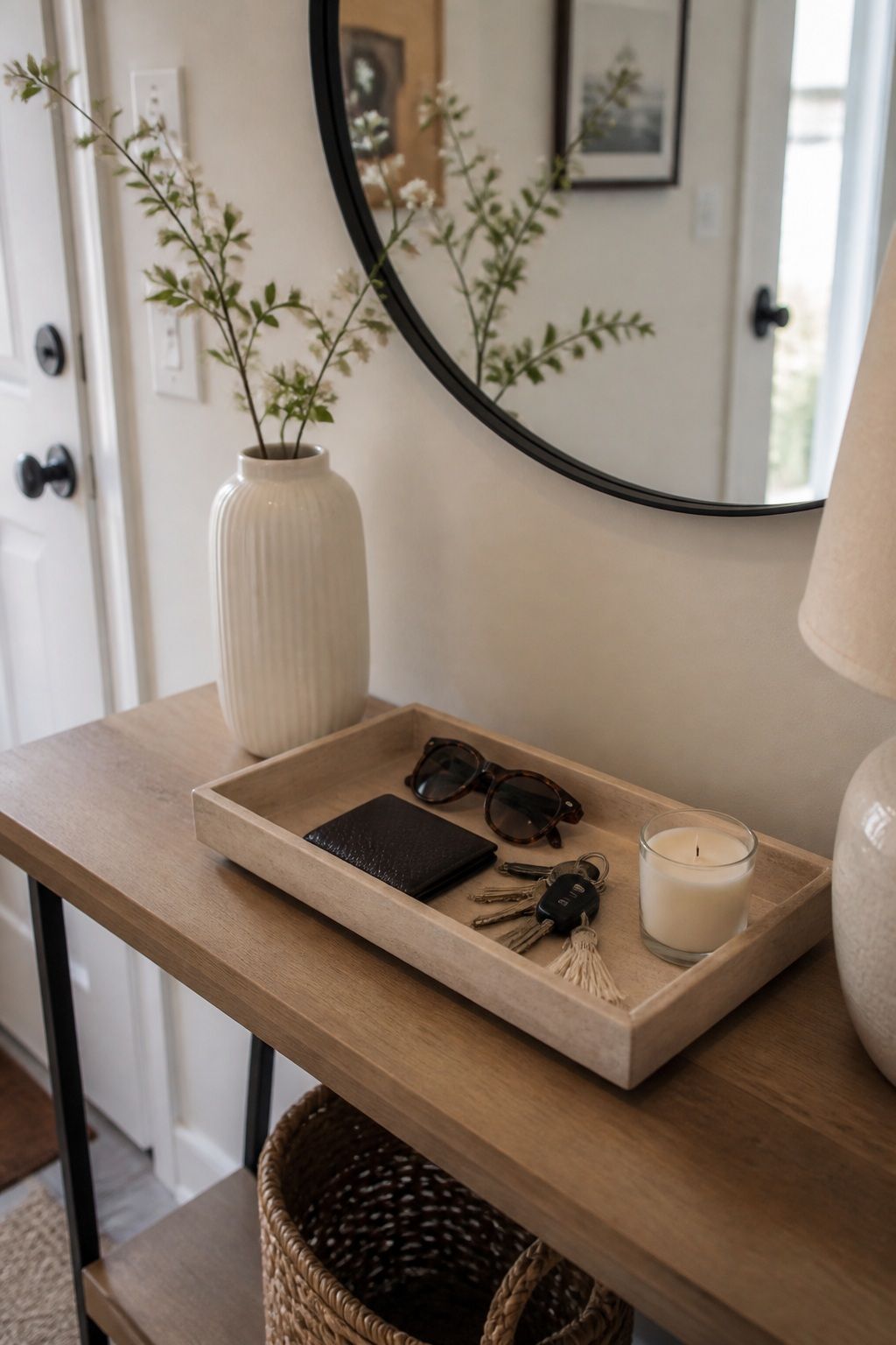 The Catch-All Without Clutter small apartment idea for Top 16 Spring Entry Table Decor Ideas for Small Apartments.