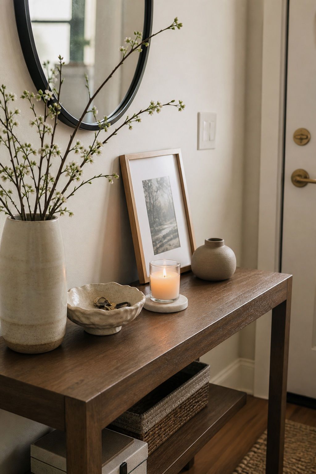 The Small Candle Touch small apartment idea for Top 16 Spring Entry Table Decor Ideas for Small Apartments.