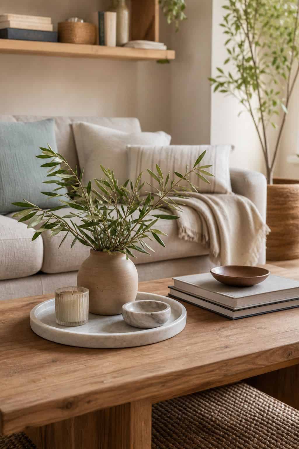 Add Natural Elements Like Wood and Stone small apartment idea for Top 18 Spring Living Room Decor Ideas for Small Apartments.