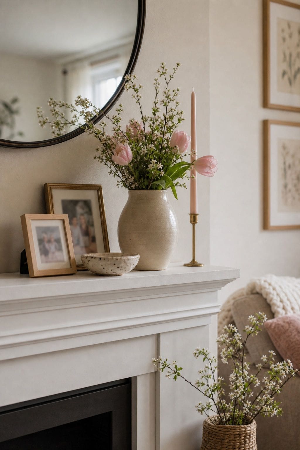 Add Personalized Touches small apartment idea for Top 18 Spring Mantle Decor Ideas for Small Spaces.