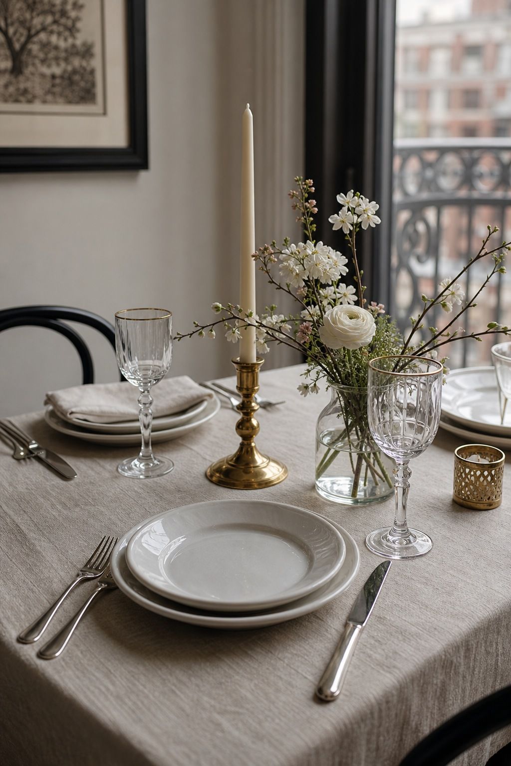 Layer in Polished Silver or Brass small apartment idea for Top 18 Spring Tablescape Ideas for Small-Space Hosting.