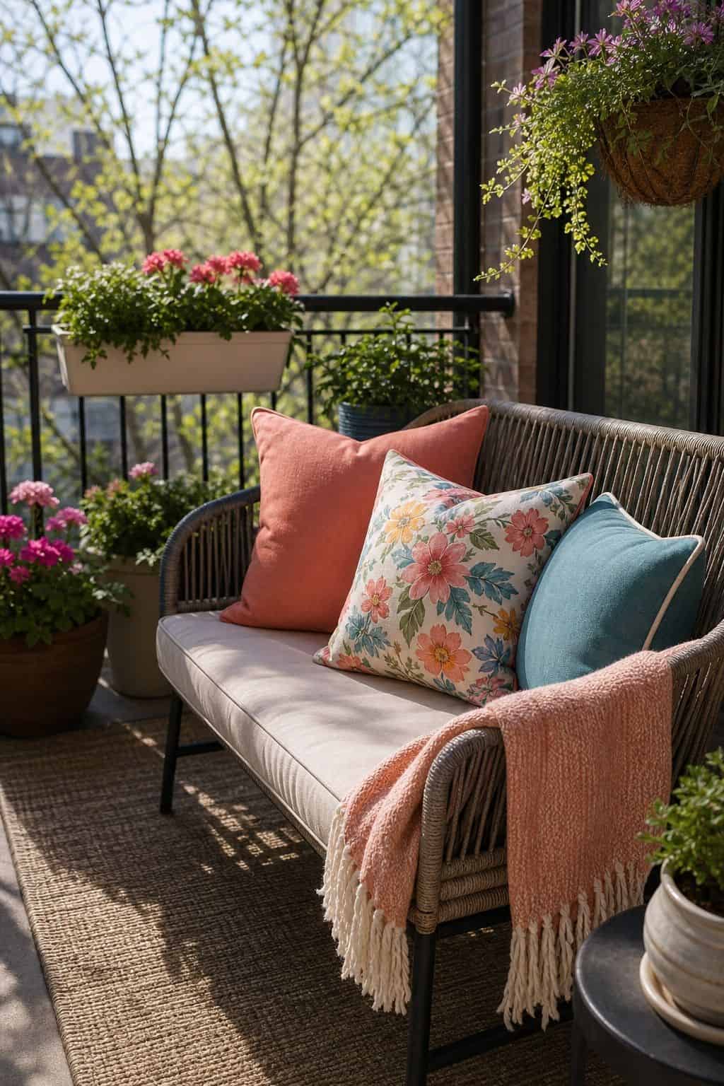Add Colorful Cushions and Throws small apartment idea for Top 18 Spring Yard Decor Ideas for a Garden-Ready Outdoor Refresh.