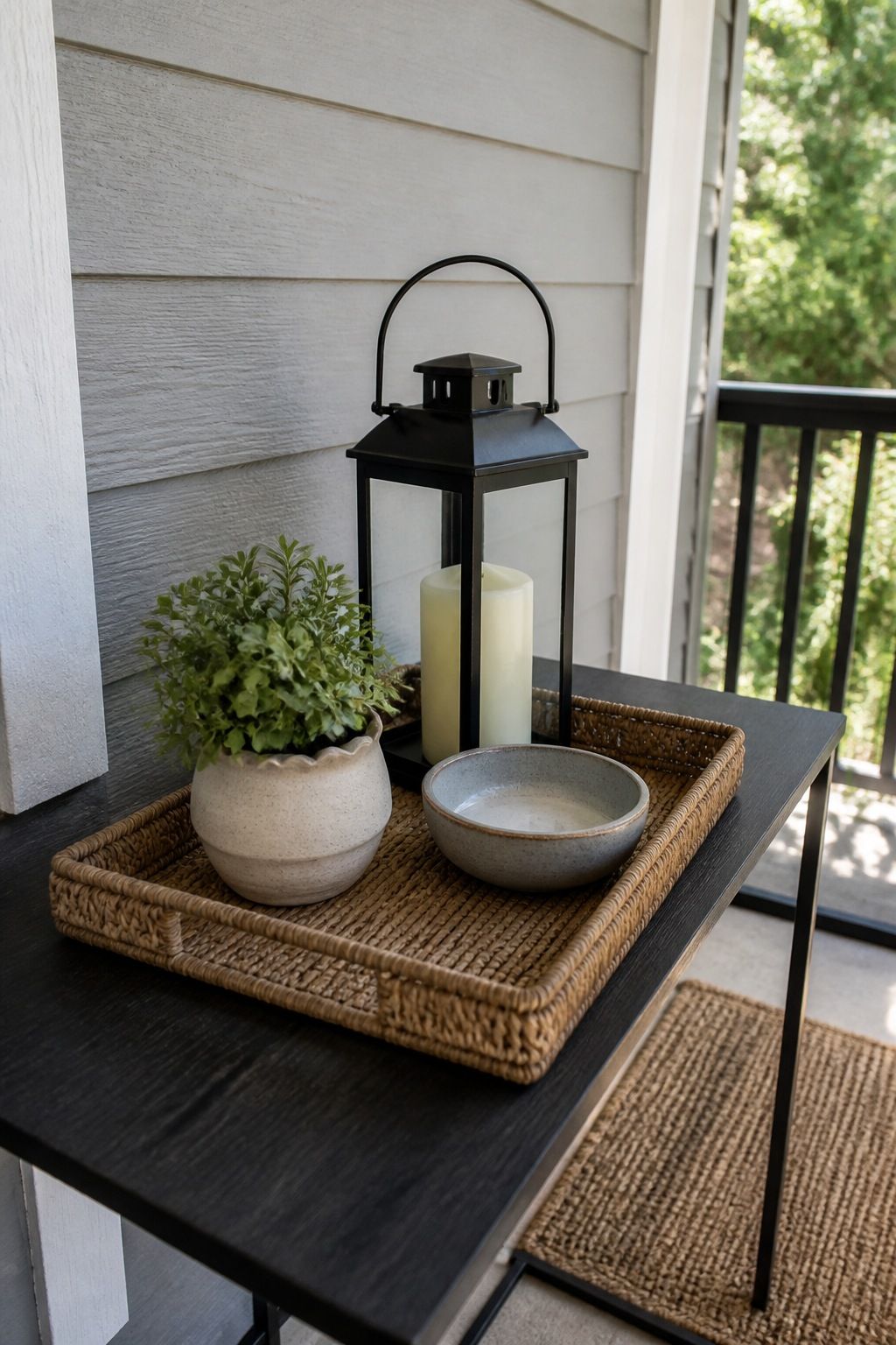 Style a Console or a Tray with Three Objects, Maximum small apartment idea for Top 17 Summer Front Porch Decorating Ideas for Apartments and Small Outdoor Spaces.