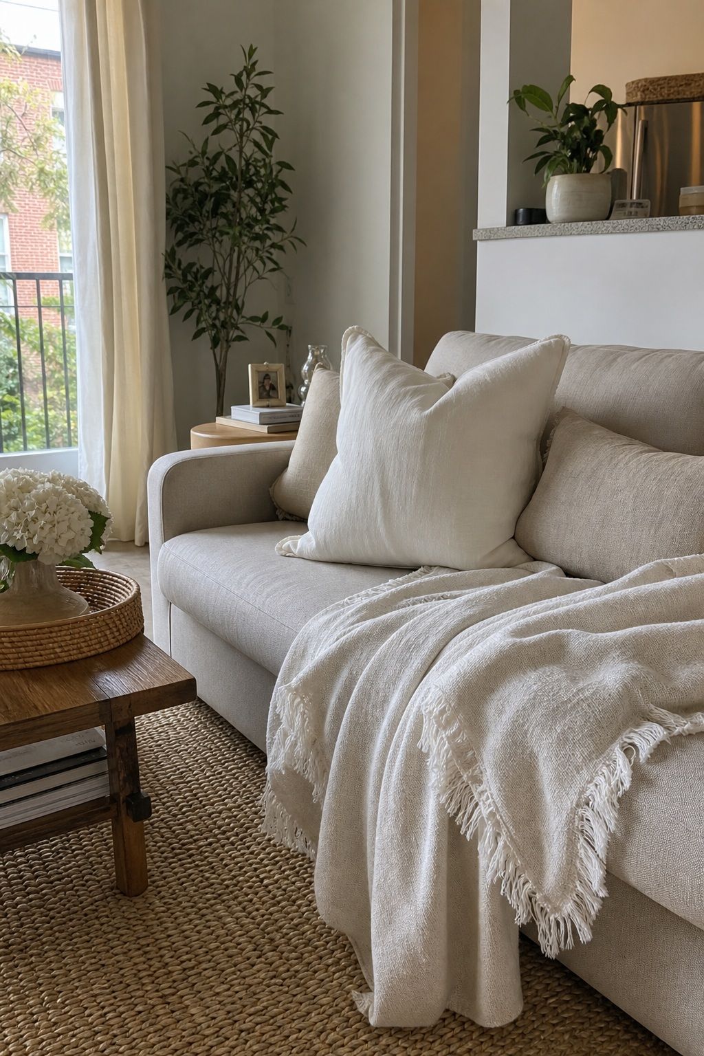 Swap Heavy Fabrics for Light Linen small apartment idea for Top 18 Summer Home Decor Ideas for Small Apartments.
