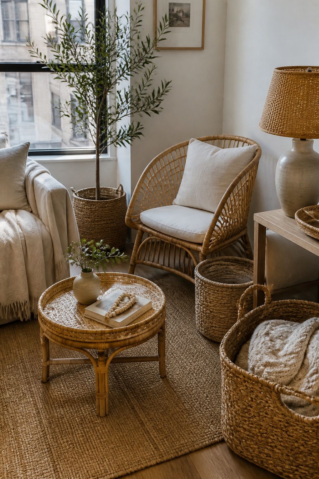 Bring In Rattan and Natural Woven Texture small apartment idea for Top 18 Summer Home Decor Ideas for Small Apartments.