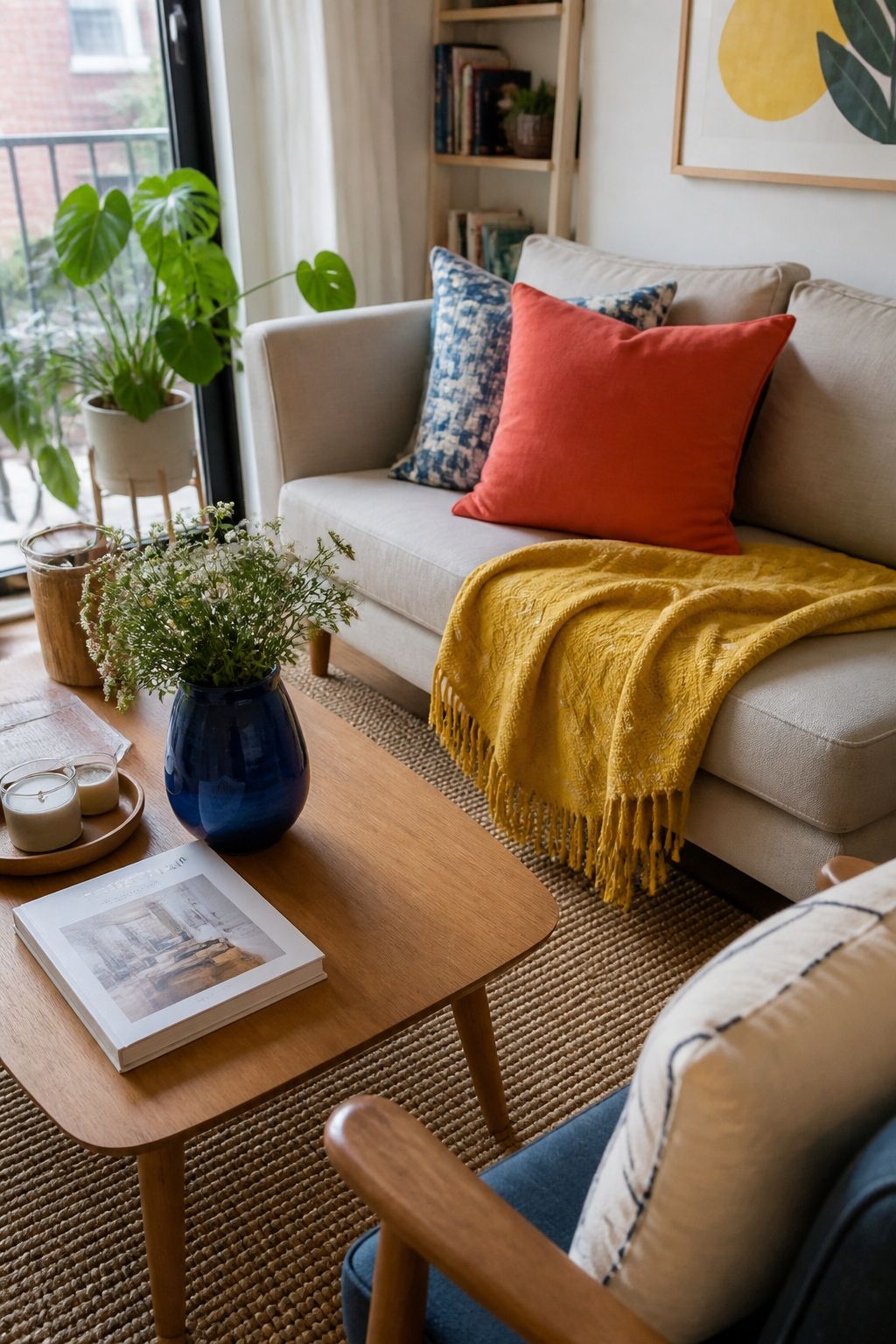 Layer in a Few Bold Accent Colors small apartment idea for Top 18 Summer Home Decor Ideas for Small Apartments.