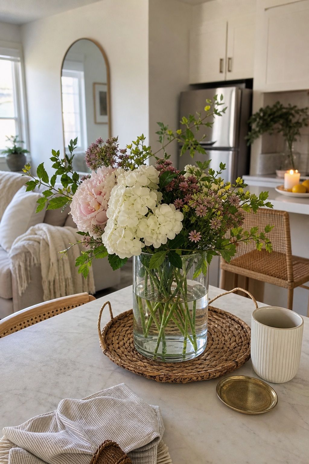 Add Fresh Flowers and Cut Stems small apartment idea for Top 18 Summer Home Decor Ideas for Small Apartments.