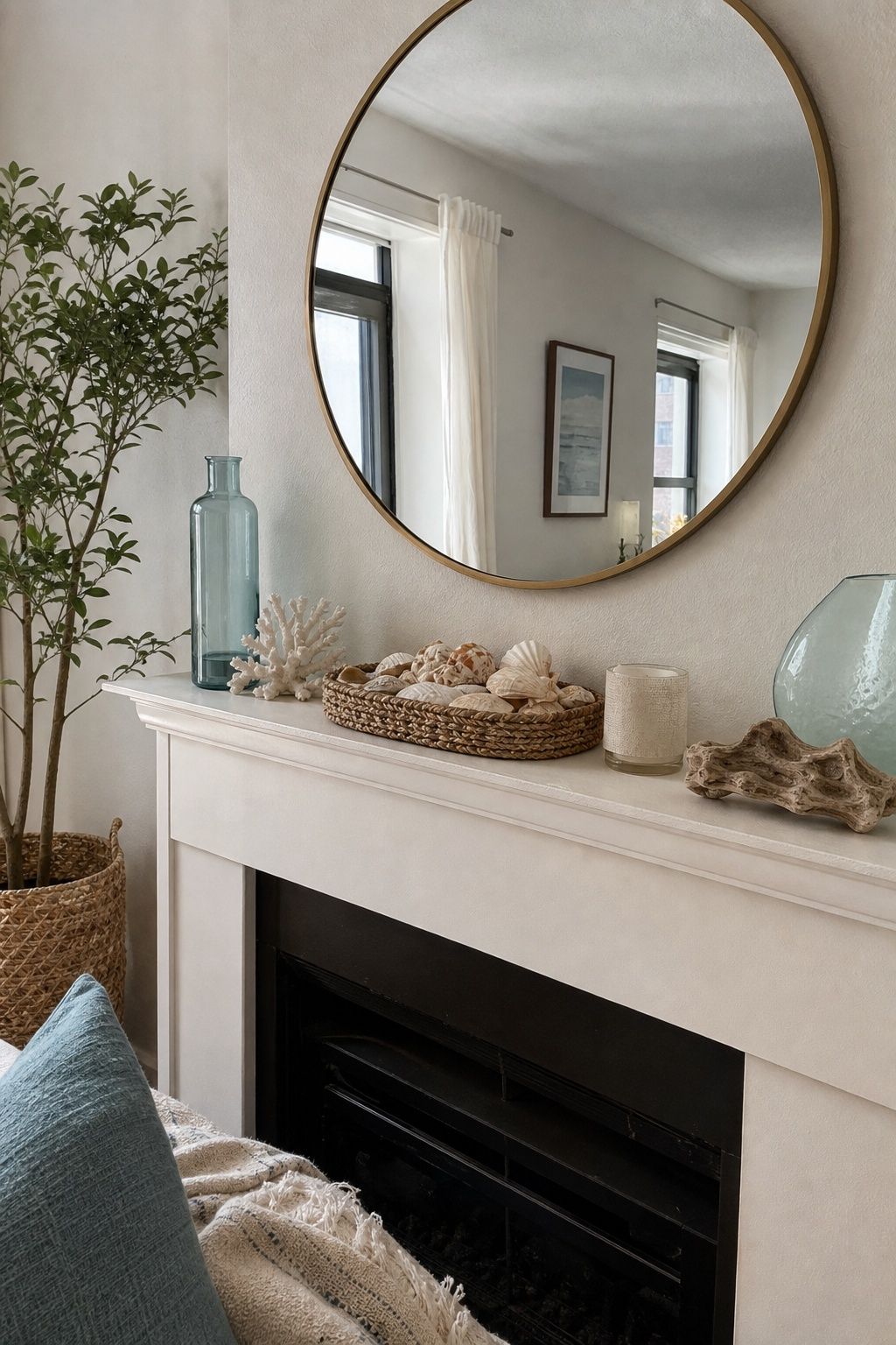 Add Beach-Inspired Accents small apartment idea for Top 20 Summer Mantel Decorating Ideas for Small Spaces.
