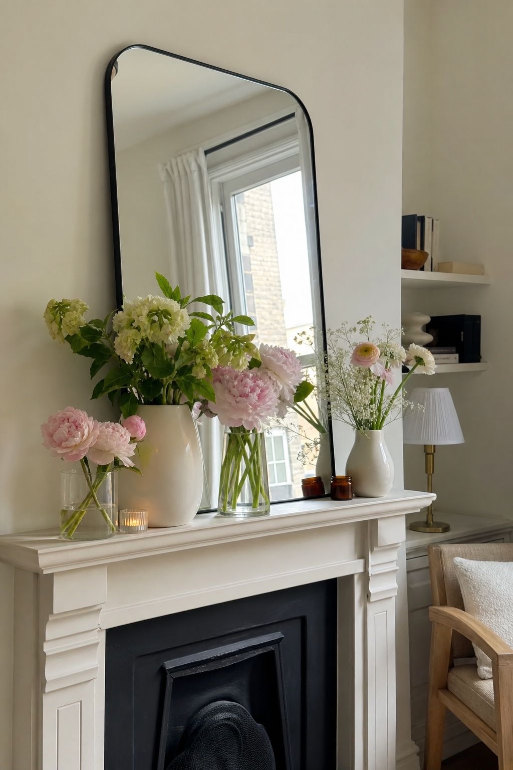 Display Fresh Flowers small apartment idea for Top 20 Summer Mantel Decorating Ideas for Small Spaces.
