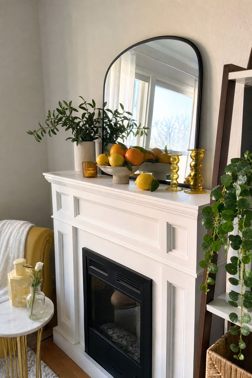 Add a Citrus Theme small apartment idea for Top 20 Summer Mantel Decorating Ideas for Small Spaces.