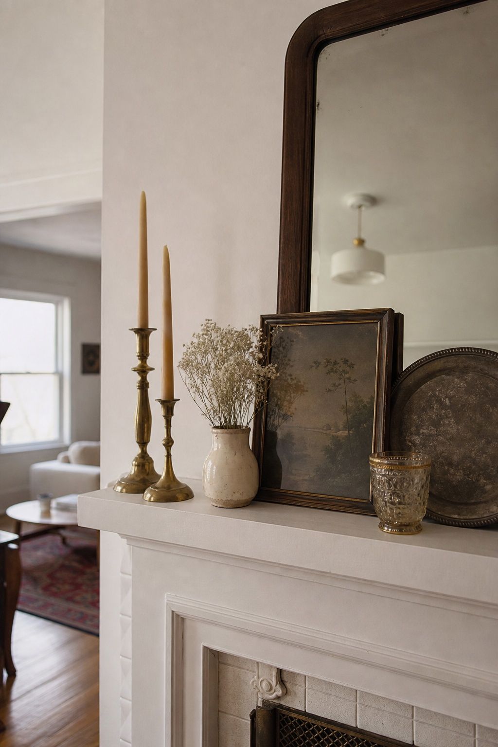 Display Vintage Finds small apartment idea for Top 20 Summer Mantel Decorating Ideas for Small Spaces.