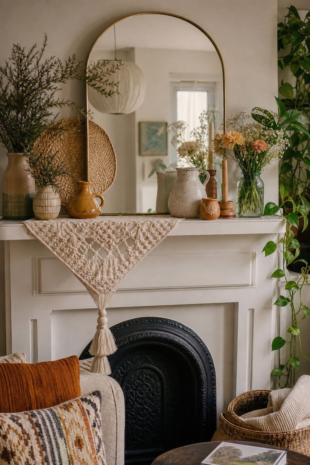 Add Bohemian Flair small apartment idea for Top 20 Summer Mantel Decorating Ideas for Small Spaces.