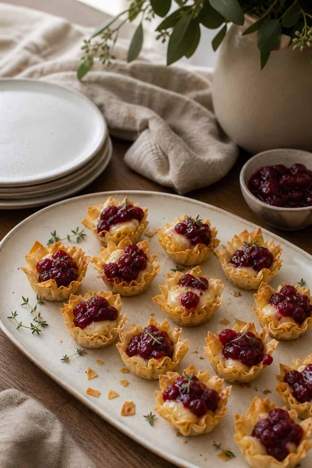 Cranberry Brie Bites in Phyllo Cups small apartment idea for Top 18 Thanksgiving Appetizer Ideas for an Easy Crowd-Pleaser.
