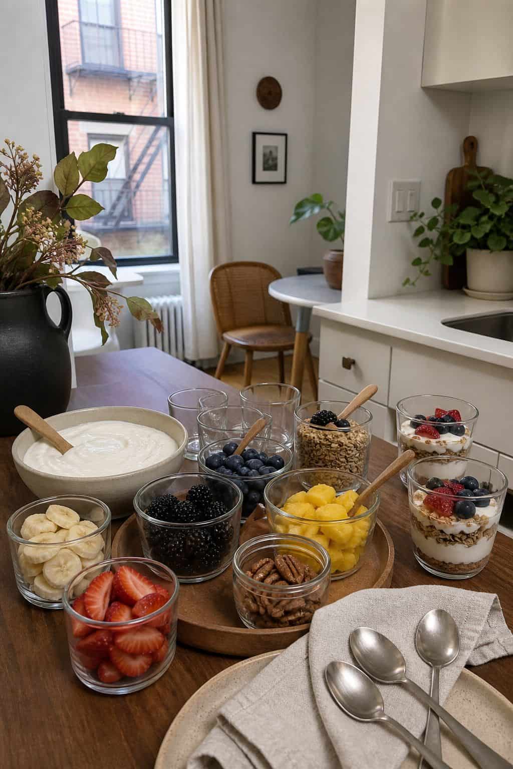 Yogurt Parfait Bar small apartment idea for Top 17 Thanksgiving Breakfast Ideas for a Make-Ahead Morning.