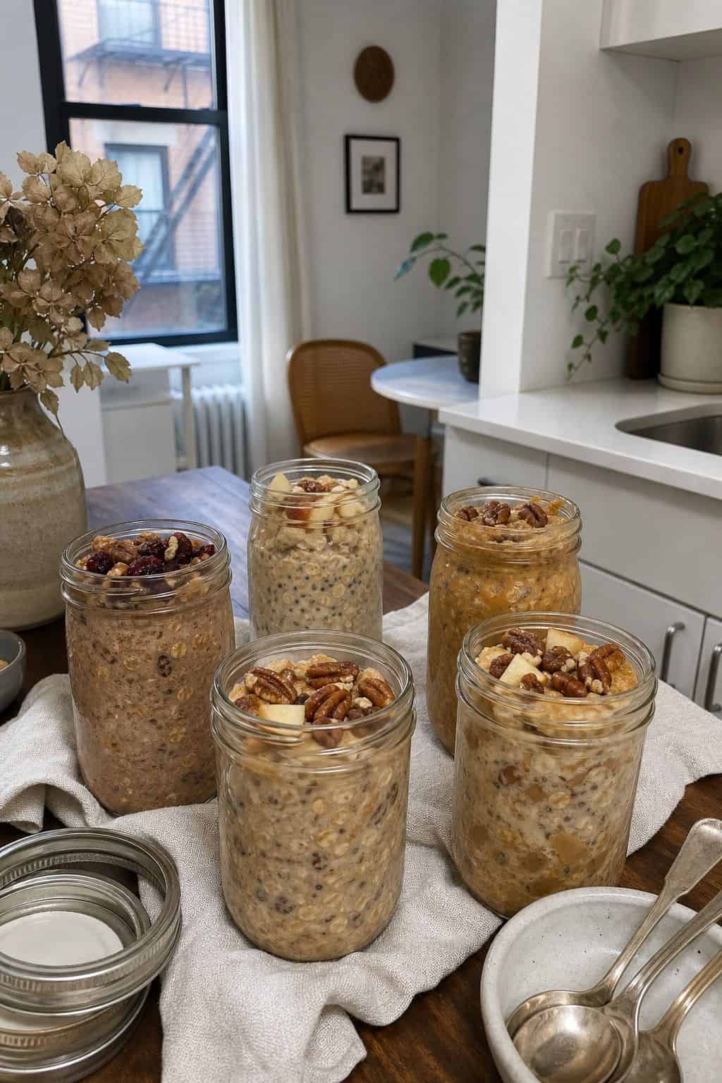 Mason Jar Overnight Oats small apartment idea for Top 17 Thanksgiving Breakfast Ideas for a Make-Ahead Morning.