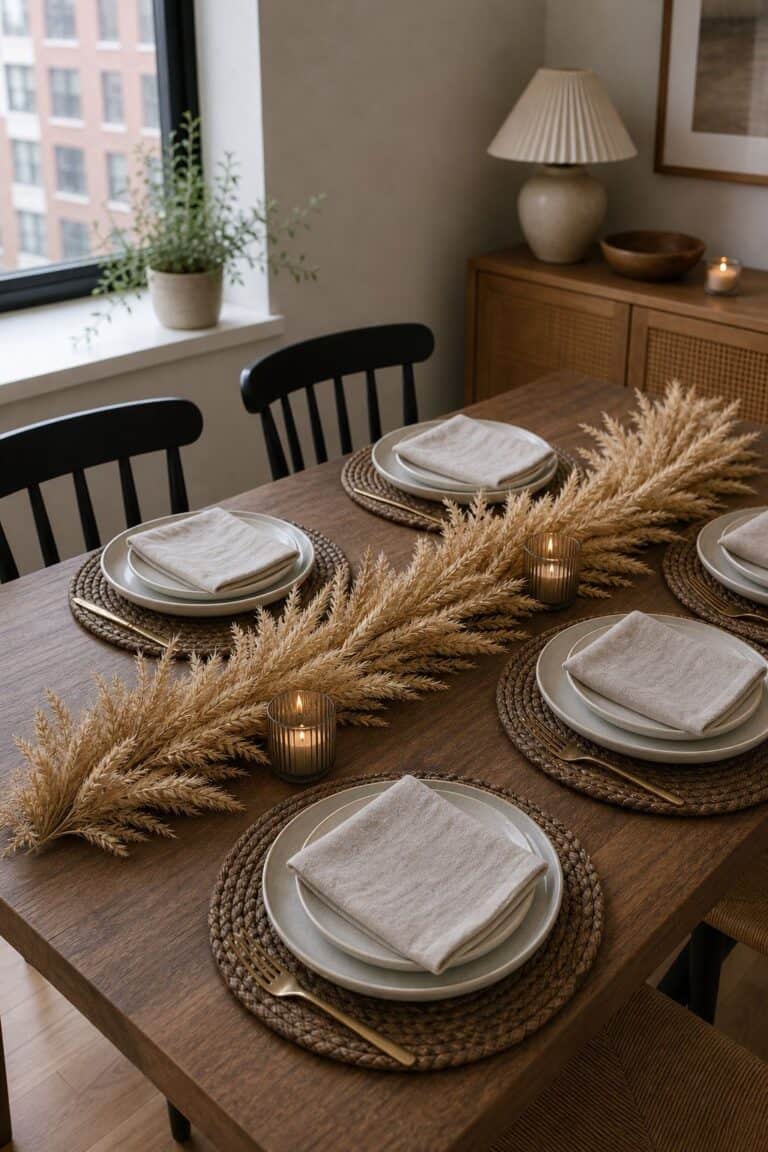 Dried Wheat Garland End to End small apartment idea for Top 17 Thanksgiving Centerpiece Ideas for Small Apartments.