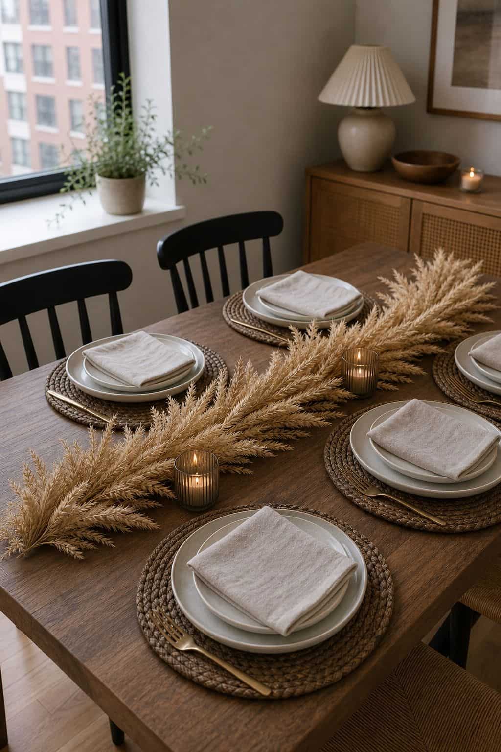Dried Wheat Garland End to End small apartment idea for Top 17 Thanksgiving Centerpiece Ideas for Small Apartments.