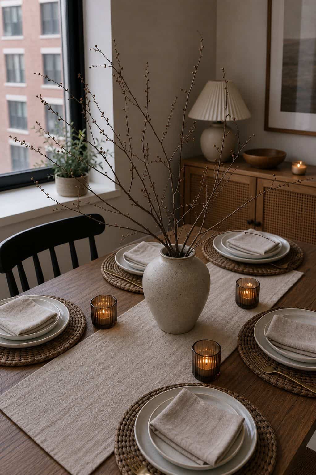 Bare Branch Arrangement for Minimalist Tables small apartment idea for Top 17 Thanksgiving Centerpiece Ideas for Small Apartments.