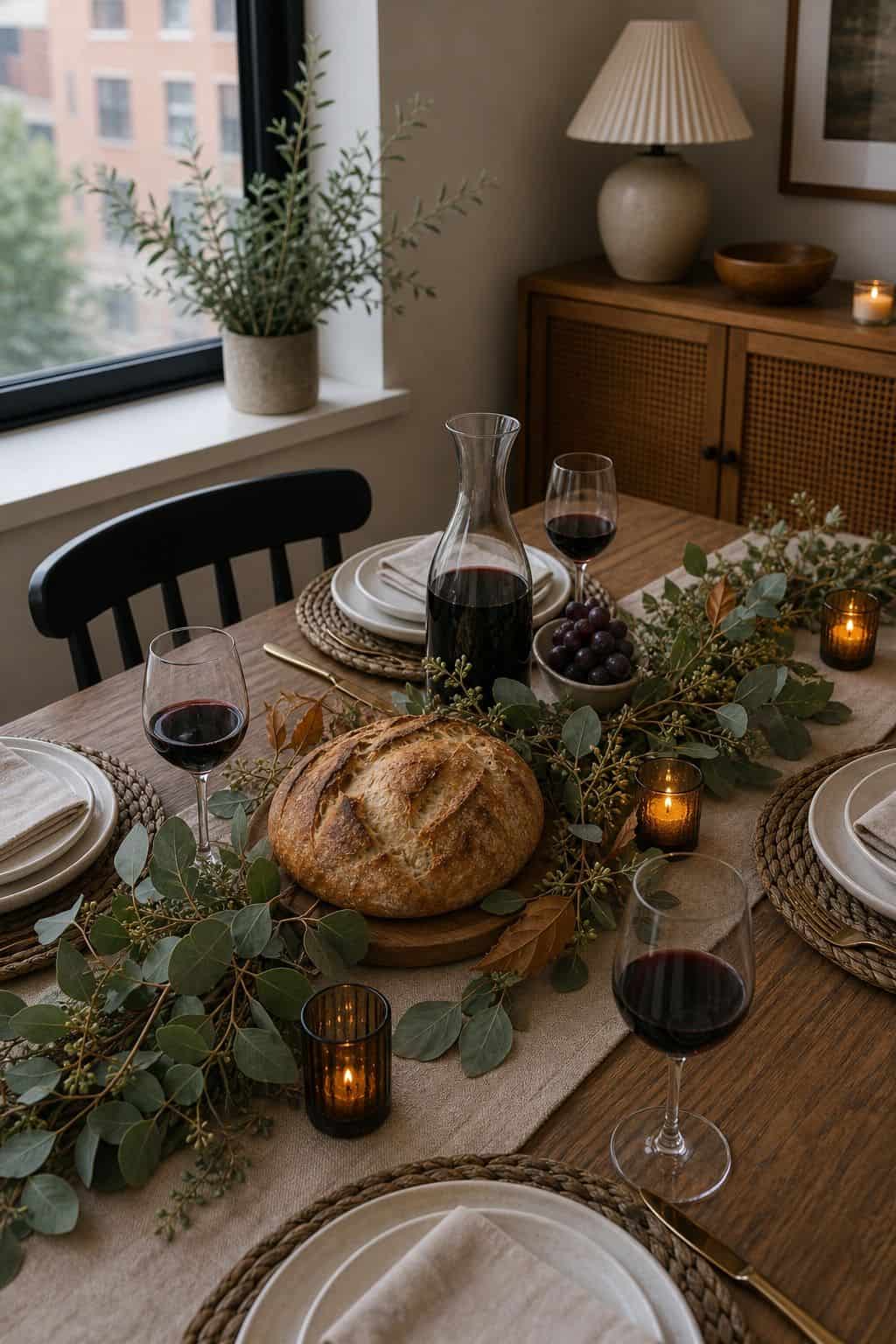 Style the Bread and Wine into the Centerpiece small apartment idea for Top 17 Thanksgiving Centerpiece Ideas for Small Apartments.