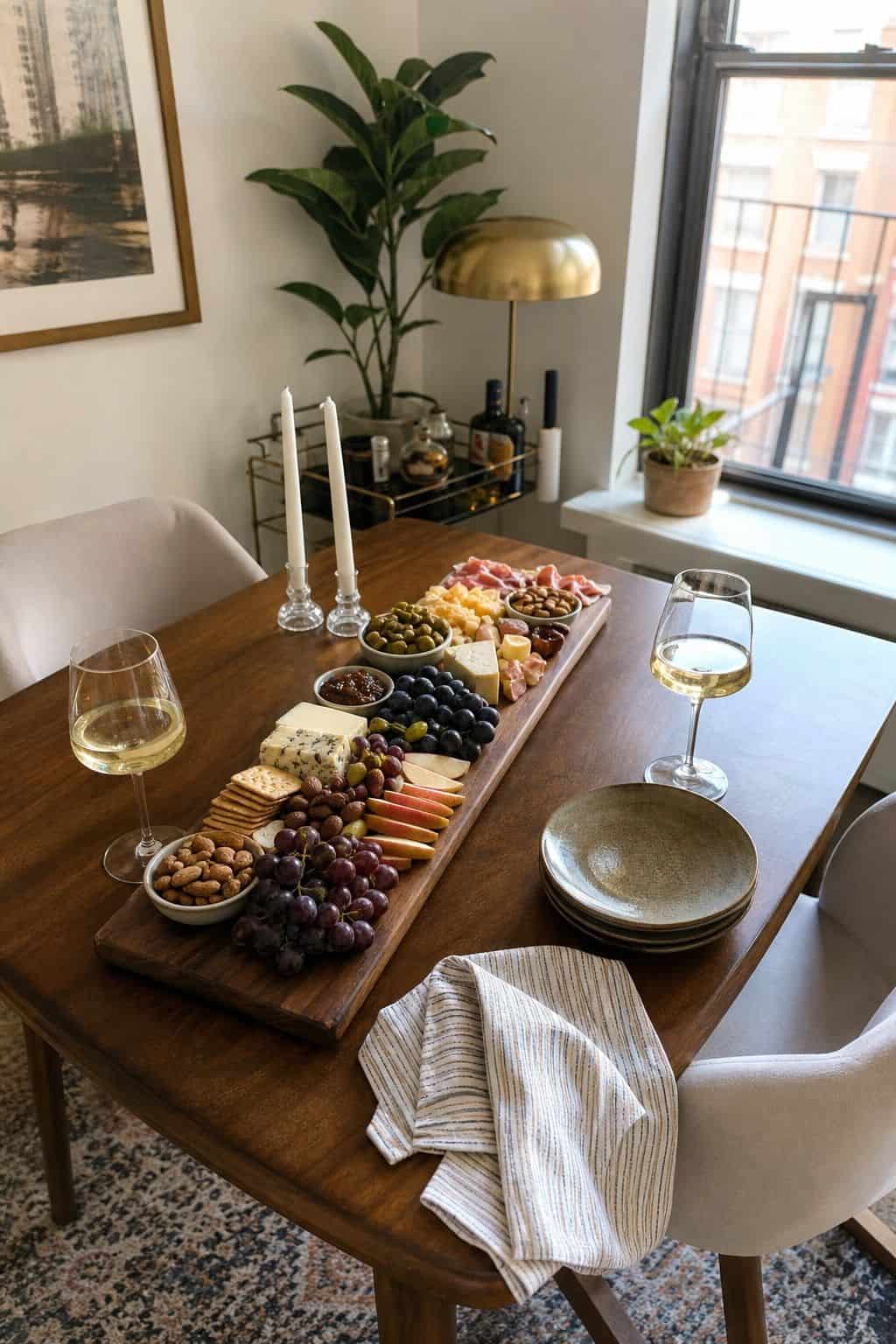 Choose a Long Wood Board, Not a Round One small apartment idea for Top 16 Thanksgiving Charcuterie Board Ideas for a Cozy Holiday Spread.
