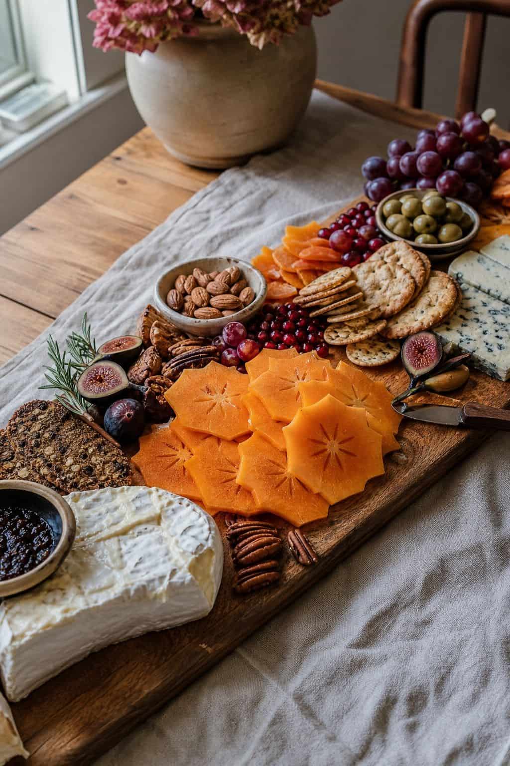 Use Persimmons Sliced Into Thin Stars small apartment idea for Top 16 Thanksgiving Charcuterie Board Ideas for a Cozy Holiday Spread.