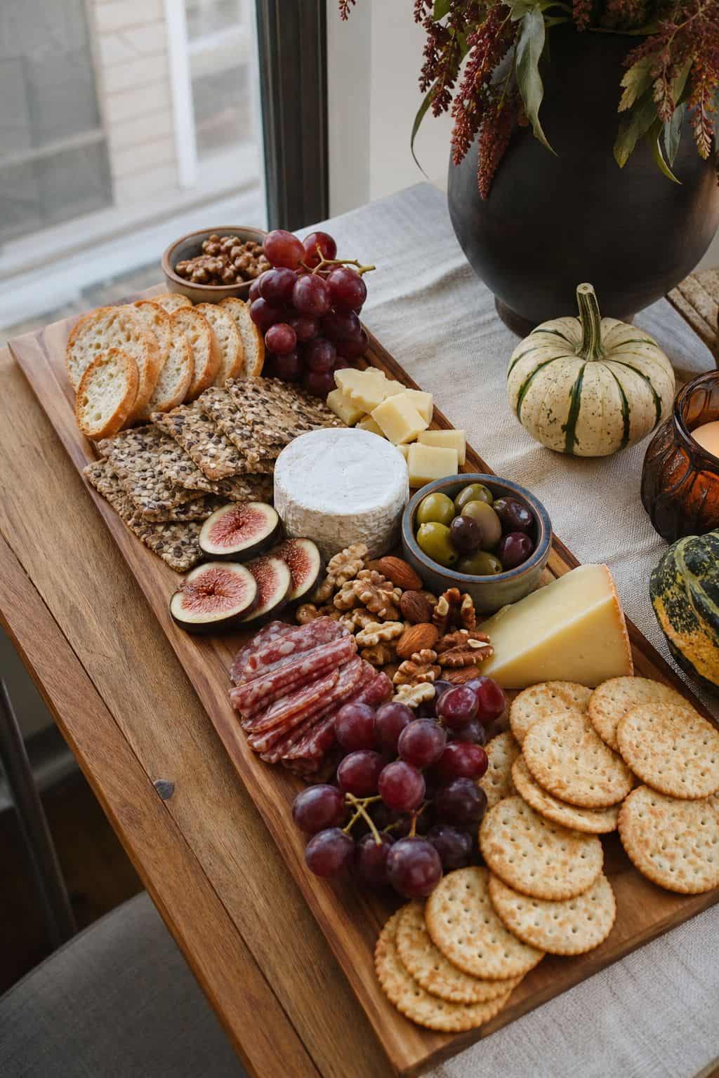 Use Three Cracker Styles, Not One small apartment idea for Top 16 Thanksgiving Charcuterie Board Ideas for a Cozy Holiday Spread.