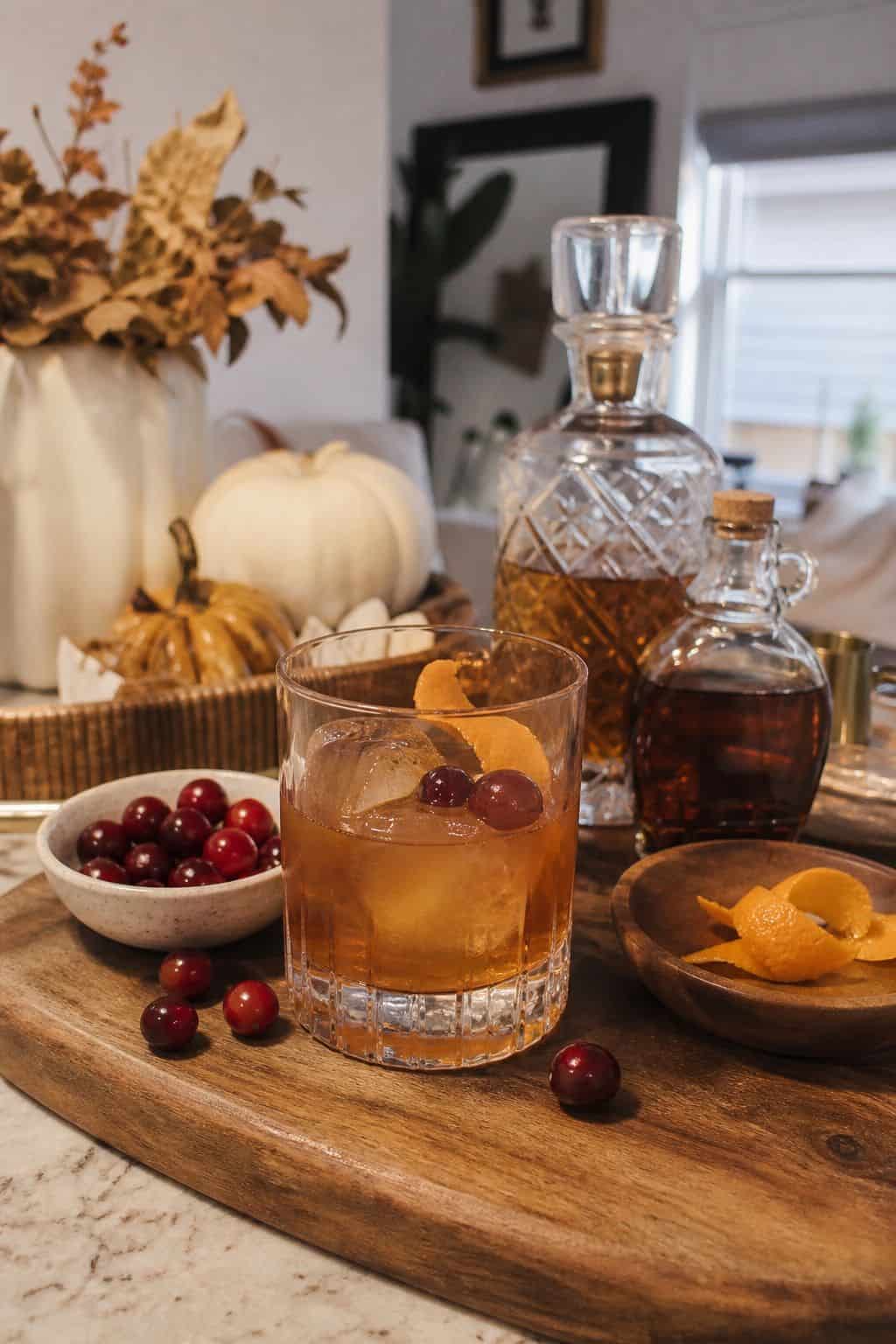 Maple Bourbon Old Fashioned small apartment idea for Top 17 Thanksgiving Cocktail Ideas for a Festive Holiday Bar.
