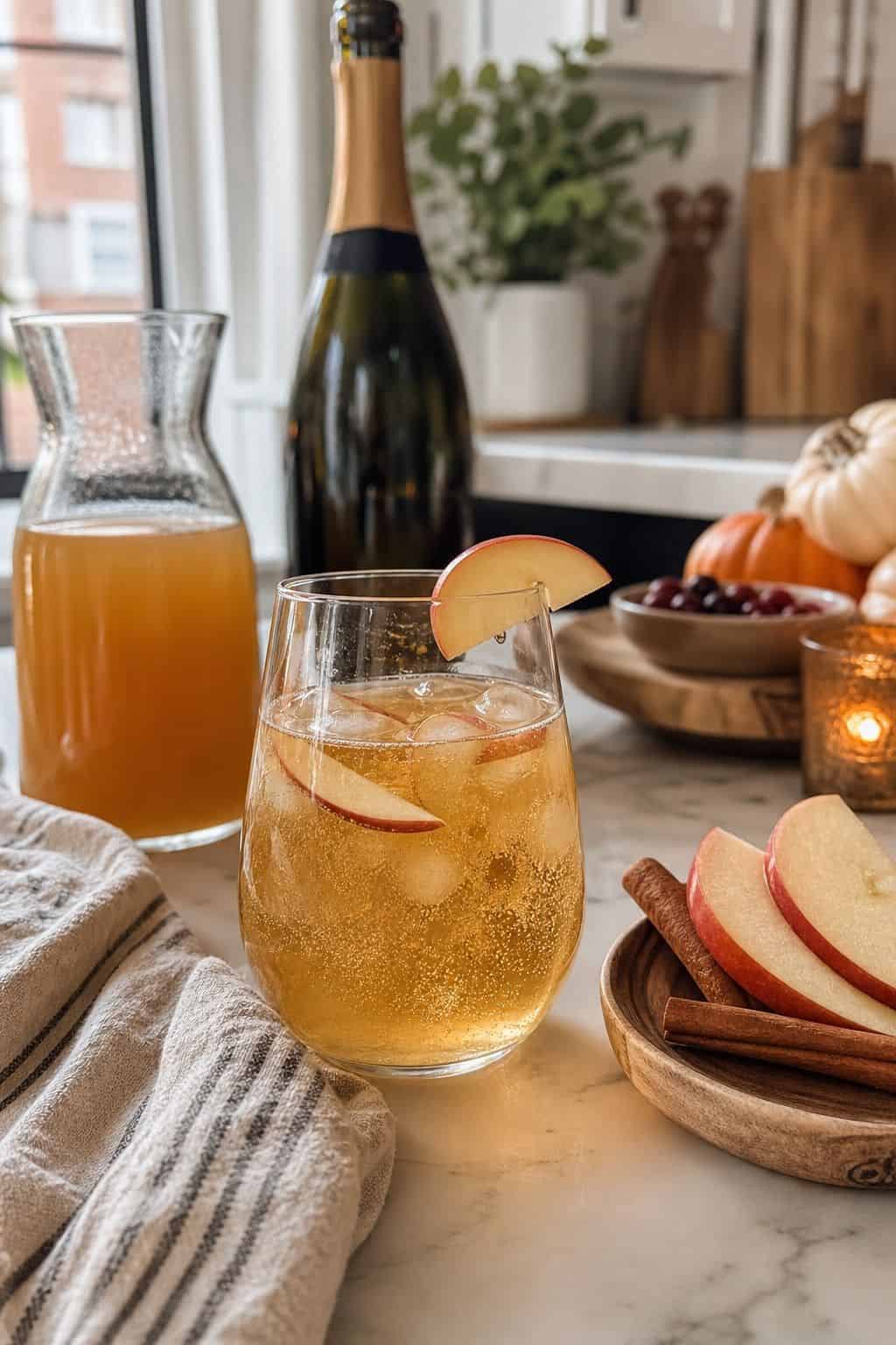Prosecco and Apple Cider Spritz small apartment idea for Top 17 Thanksgiving Cocktail Ideas for a Festive Holiday Bar.