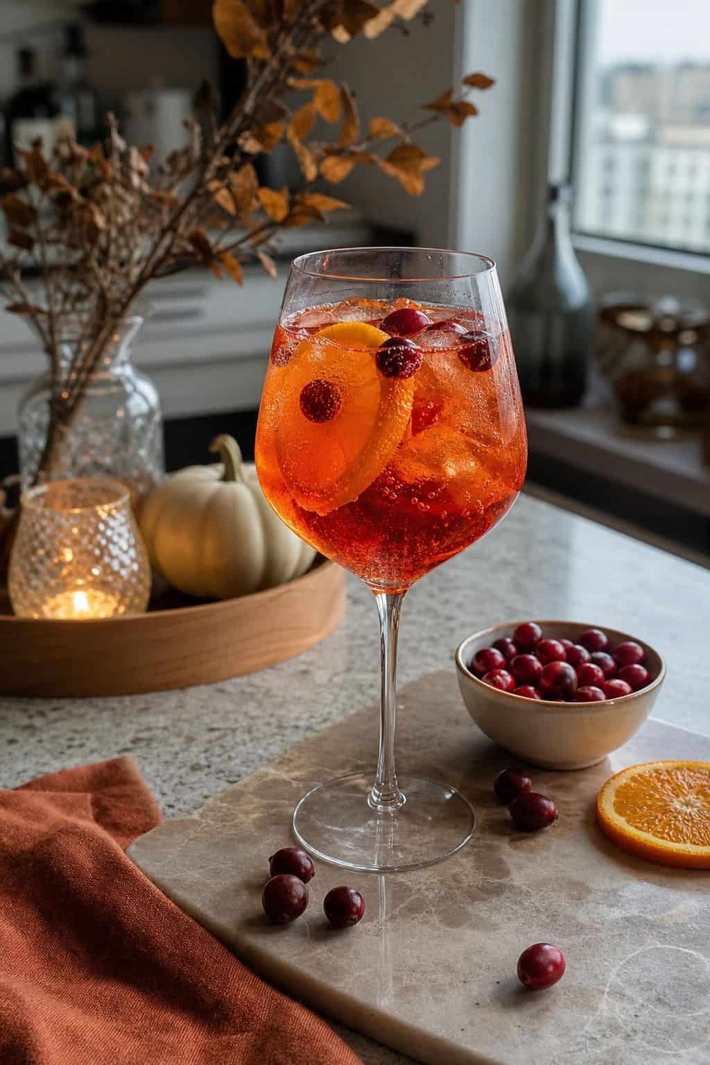 Cranberry Aperol Spritz small apartment idea for Top 17 Thanksgiving Cocktail Ideas for a Festive Holiday Bar.