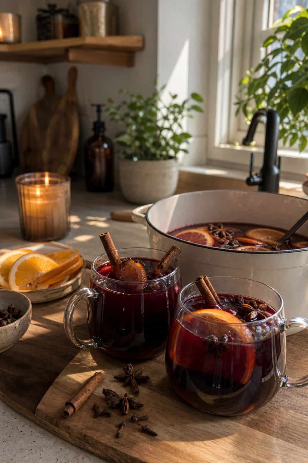 Mulled Red Wine (Vin Chaud) small apartment idea for Top 17 Thanksgiving Cocktail Ideas for a Festive Holiday Bar.