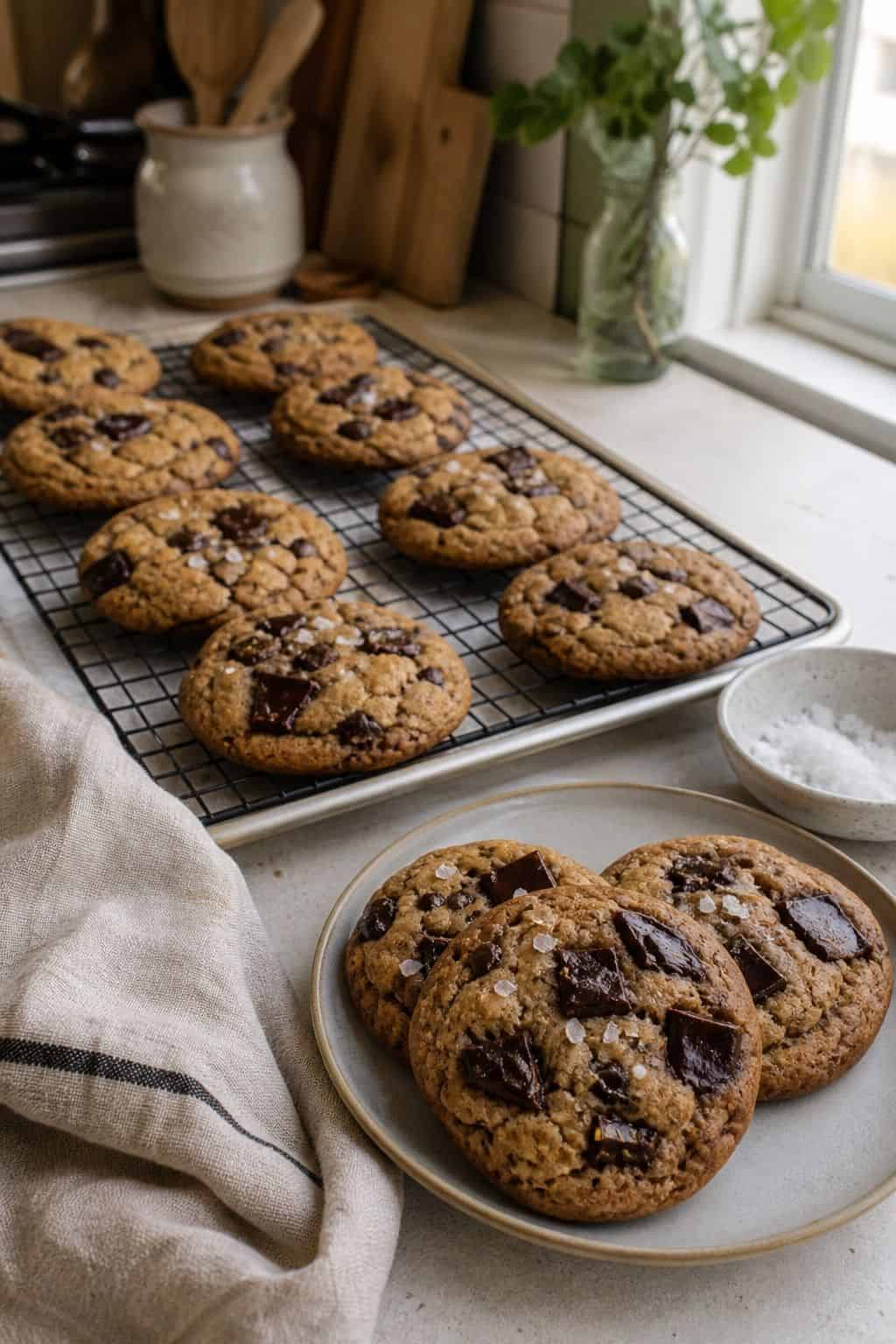 Brown Butter Chocolate Chunk Cookies with Flaky Salt small apartment idea for Top 18 Thanksgiving Dessert Ideas Beyond the Classic Pie.