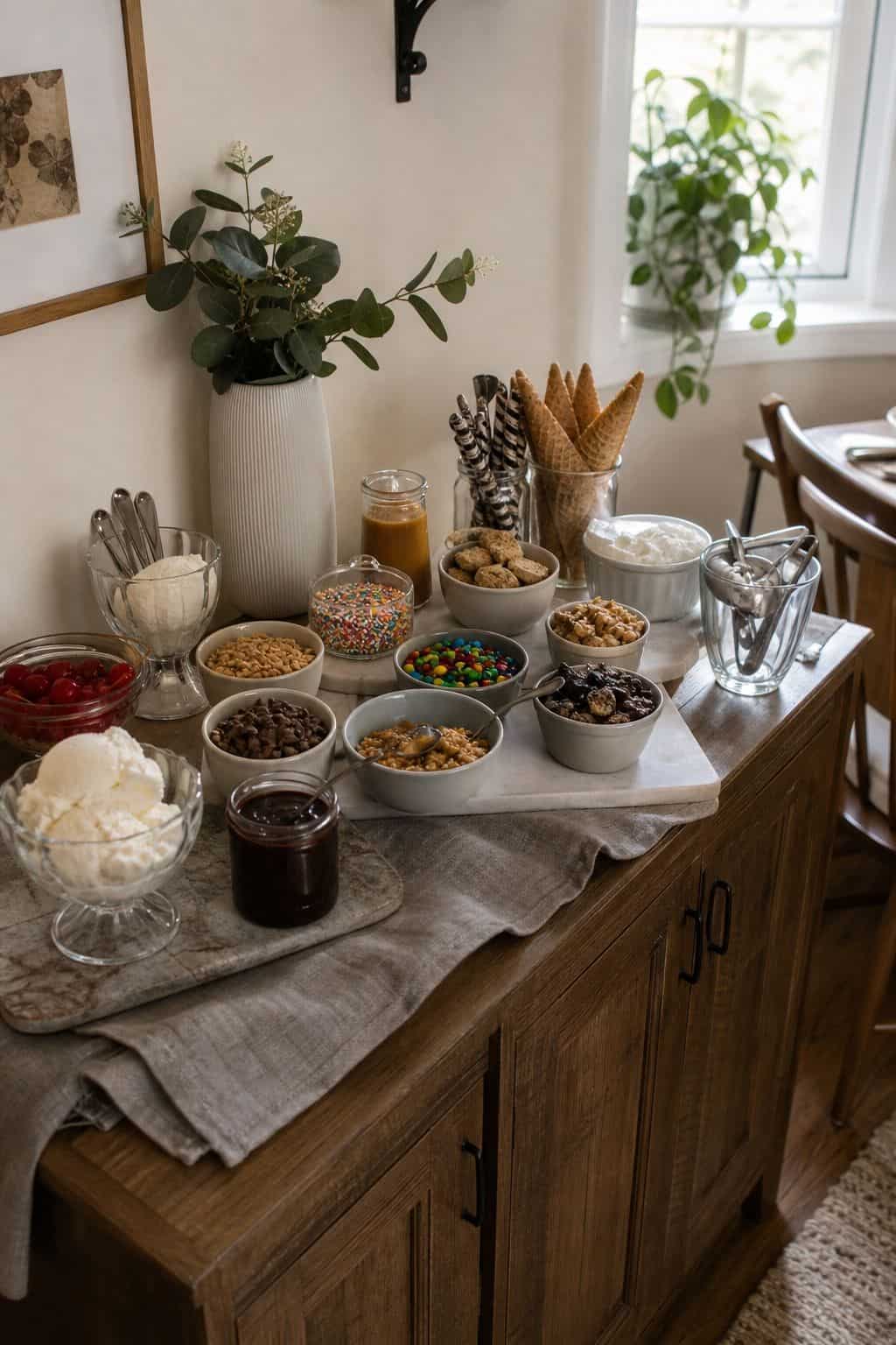 Set Up a Build-Your-Own Sundae Station small apartment idea for Top 18 Thanksgiving Dessert Ideas Beyond the Classic Pie.