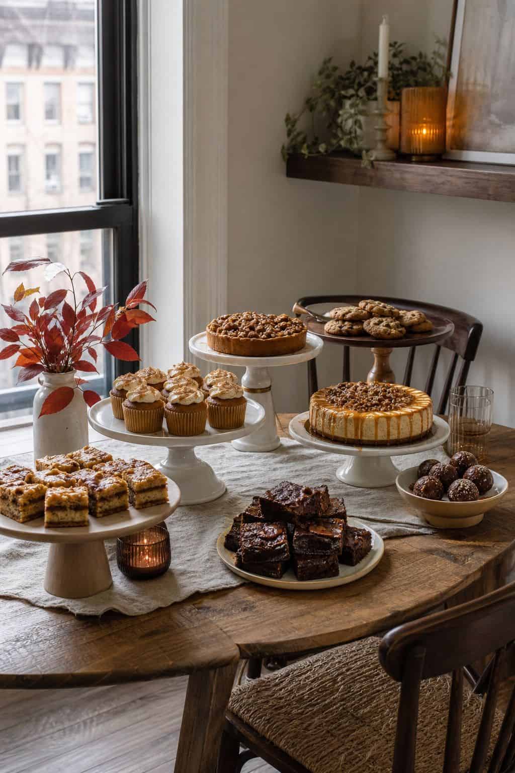 Display on Tiered Stands at Different Heights small apartment idea for Top 18 Thanksgiving Dessert Ideas Beyond the Classic Pie.