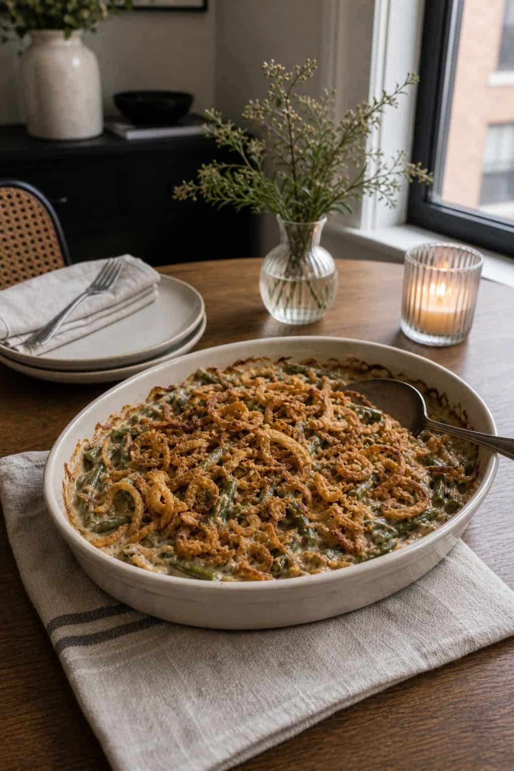 Serve Green Bean Casserole small apartment idea for Top 18 Thanksgiving Dinner Food Ideas for a Full Holiday Menu.