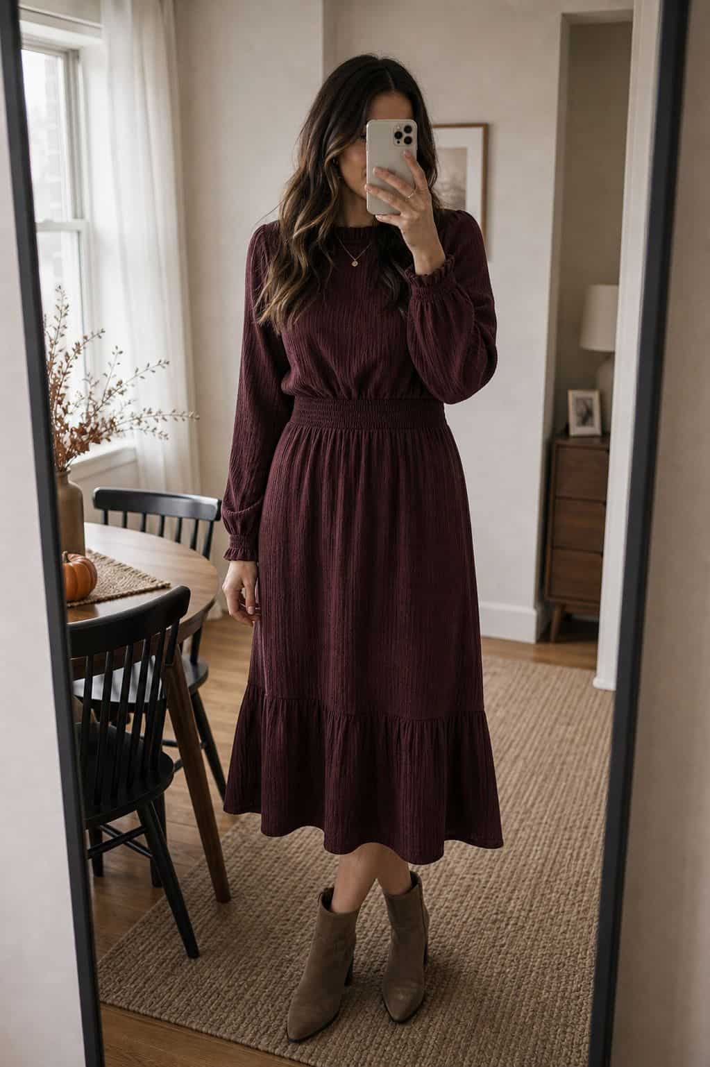 Choose a Long-Sleeve Dress for Family Dinner small apartment idea for Top 17 Thanksgiving Outfit Ideas for Women That Mix Cozy and Chic.