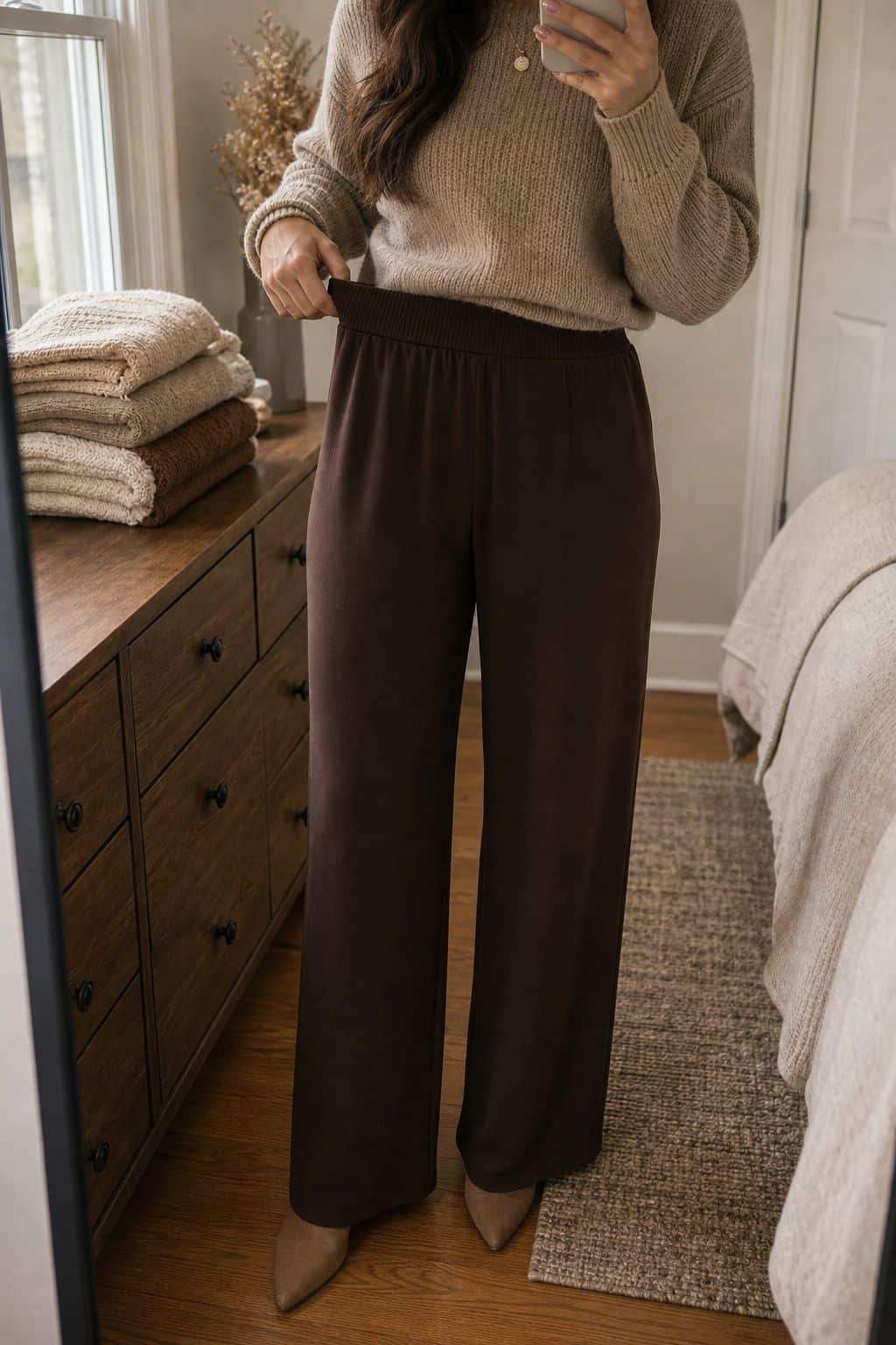 Prioritize a Comfortable, Forgiving Waistband small apartment idea for Top 17 Thanksgiving Outfit Ideas for Women That Mix Cozy and Chic.